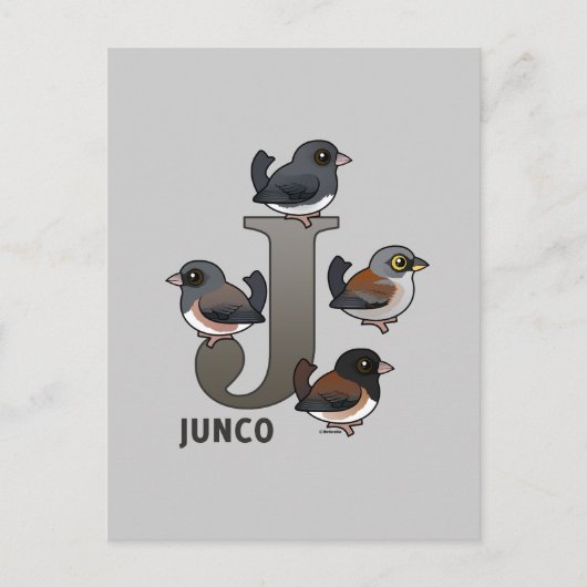 J is voor Junco Briefkaart (Voorkant)