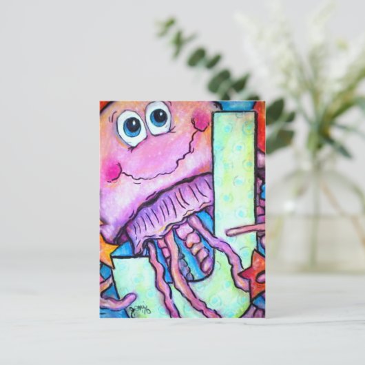 J is voor kwallen briefkaart (Staand voorkant)