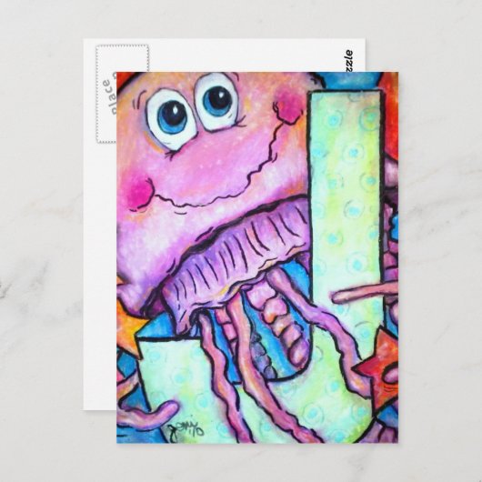 J is voor kwallen briefkaart (Voorkant / Achterkant)