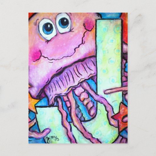 J is voor kwallen briefkaart (Voorkant)