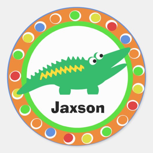 J is voor Oerwoud Alligator Ronde Sticker (Voorkant)
