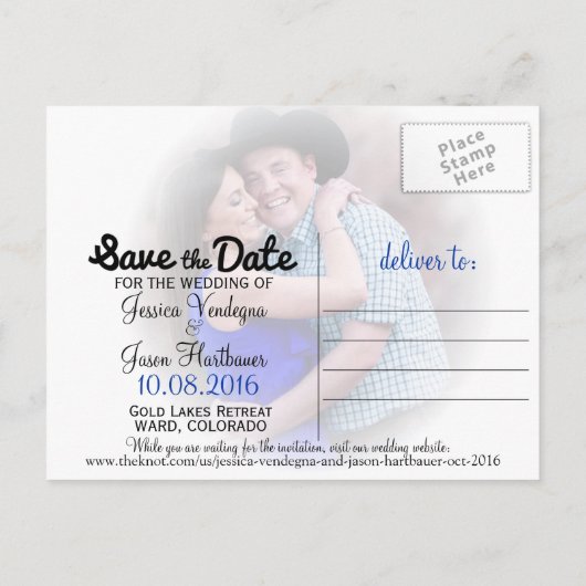 J+J De datums opslaan Aankondigingskaart (Achterkant)