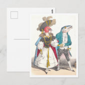 J.J. Grandville Illustratie van Vogel en Vis Briefkaart (Voorkant / Achterkant)