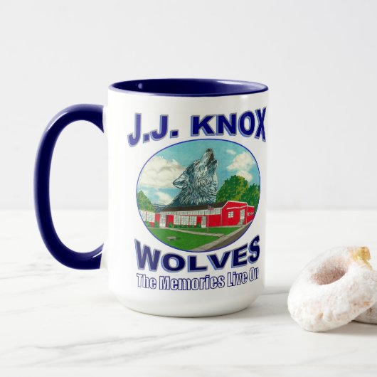 J.J. KNOX WOLVES: "Zing nu aan" Mok (Met donut)