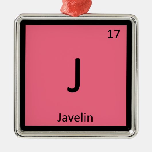J - Javelin Track en Field Chemistry-symbool Metalen Ornament (Voorkant)