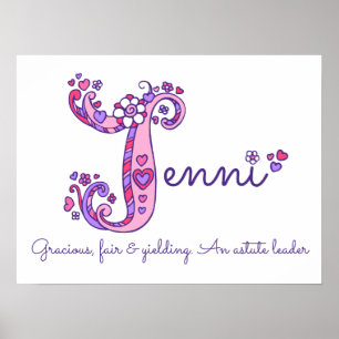 J Jenni initiaal doedle art name betekenend Poster