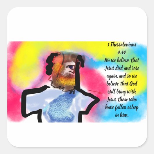 j Jezus is opgestaan Vierkante Sticker (Voorkant)