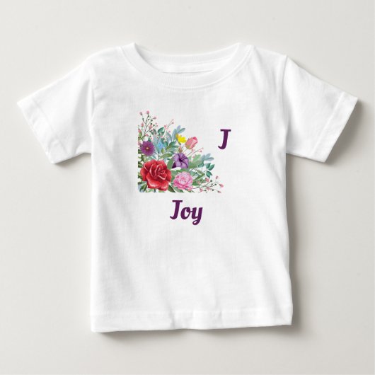 J Joy Personaliseer Letternaam, Roos Bloemen (Voorkant)