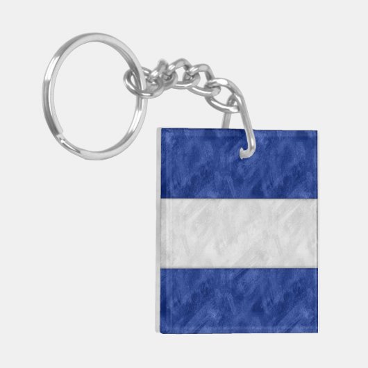 J Juliet Waterverf Nautical Signal Maritime Flag Sleutelhanger (Voorkant Links)