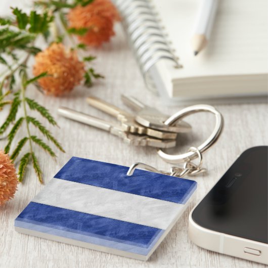 J Juliet Waterverf Nautical Signal Maritime Flag Sleutelhanger (Voorkant Rechts)