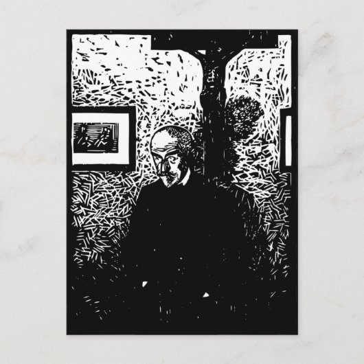 J.-K. Huysmans Woodcut Briefkaart (Voorkant)