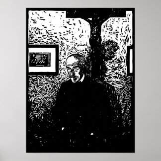 J.-K. Huysmans Woodcut Poster
