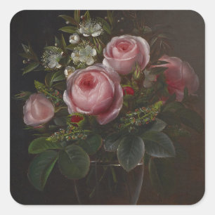 J.L. Jensen - Rozen en boomanemonen in een... Vierkante Sticker