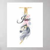 J letter gepersonaliseerde naam monogram met paard poster (Voorkant)