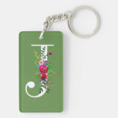 J Letter Initiële Monogram Bloem Kleur op Maat Sleutelhanger (achterkant)