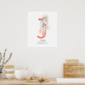 J Letter Monogram Witte Orchideeën en Pampagras Poster (Keuken)
