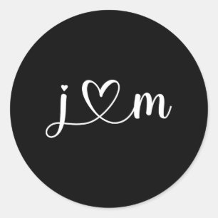 J Love M Bride Vriendje en Vriendin J Letter A Ronde Sticker