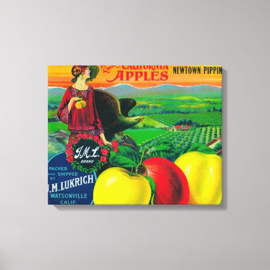 J.M.L. Apple Crate LabelWatsonville, CA Canvas Afdruk (Voorkant)