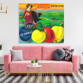 J.M.L. Apple Crate LabelWatsonville, CA Canvas Afdruk (Insitu (Woonkamer))