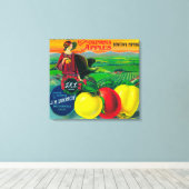 J.M.L. Apple Crate LabelWatsonville, CA Canvas Afdruk (Insitu (Houten vloer))