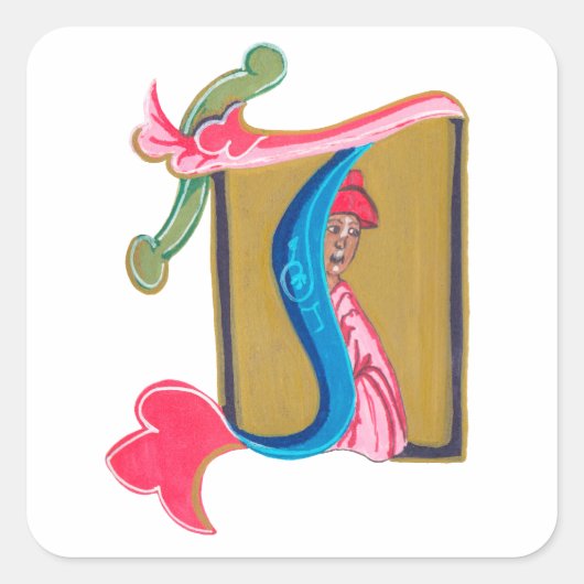 J - MINIATURE VIERKANTE STICKER (Voorkant)