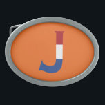 J Monogram bedekt op NLD Vlag op of bbcnt Gesp<br><div class="desc">J Monogram afgedekt op de Nederlandse vlag op oranje gordelsluiting © Trinkets and Dingen 2022 - AHP Design. Alle rechten voorbehouden.</div>