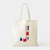 J Monogram bedekt op Union Jack Flag btcnt Tote Bag (Achterkant)
