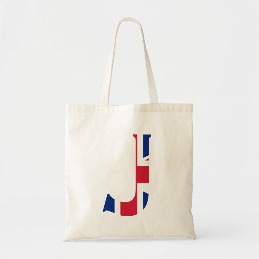 J Monogram bedekt op Union Jack Flag btcnt Tote Bag (Voorkant)
