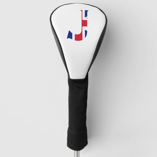 J Monogram bedekt op Union Jack Flag dcnt Golfheadcover (Voorkant)