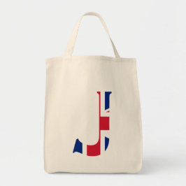 J Monogram bedekt op Union Jack Flag gtcnt Tote Bag