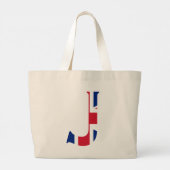 J Monogram bedekt op Union Jack Flag jitcnt Grote Tote Bag (Achterkant)