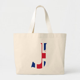 J Monogram bedekt op Union Jack Flag jitcnt Grote Tote Bag