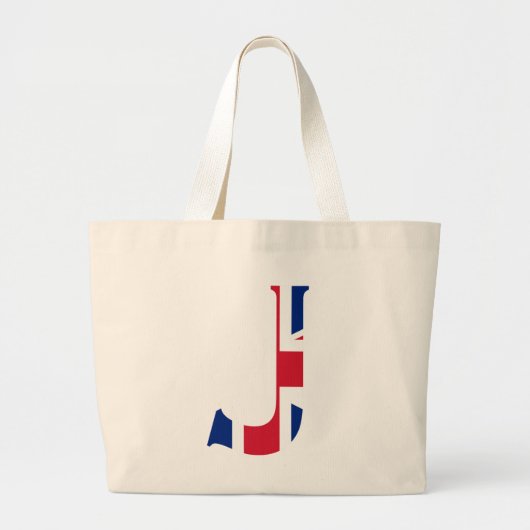 J Monogram bedekt op Union Jack Flag jitcnt Grote Tote Bag (Voorkant)