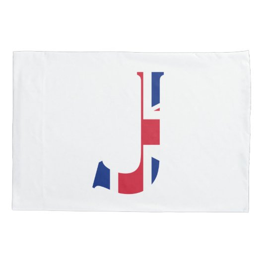 J Monogram bedekt op Union Jack Flag pcnt Kussensloop (Achterkant)