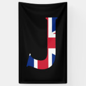 J Monogram bedekt op Union Jack Flag (v) brcnt Spandoek (Verticaal)