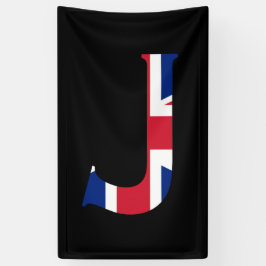 J Monogram bedekt op Union Jack Flag (v) brcnt Spandoek