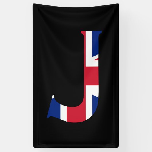 J Monogram bedekt op Union Jack Flag (v) brcnt Spandoek (Verticaal)