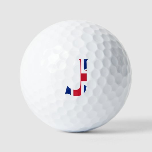 J Monogram bedekt op Union Jack Flag van gbcnt Golfballen (Voorkant)