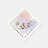 J Monogram Burgundy Floral Napkins Servet (Hoek)