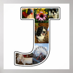 J Monogram Creëer Uw Eigen 6 Aangepaste fotocollag Poster