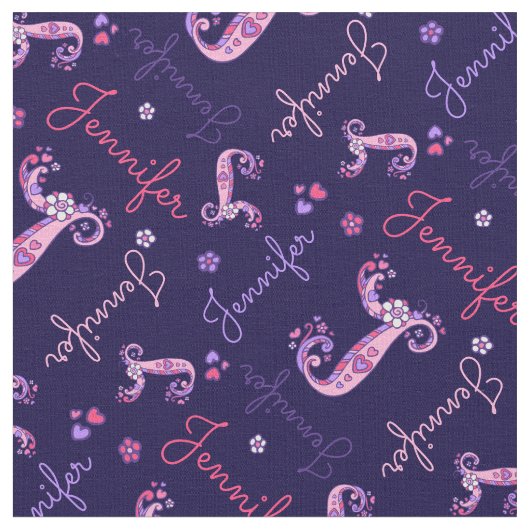 J monogram en gepersonaliseerde naam Jennifer stof (Close Up)