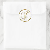 J Monogram Faux Gold Envelope of Favor Seal Ronde Sticker (Tas)