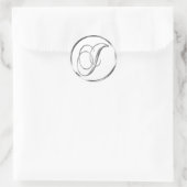 J Monogram Faux Silver Envelope of Favor Seal Ronde Sticker (Tas)