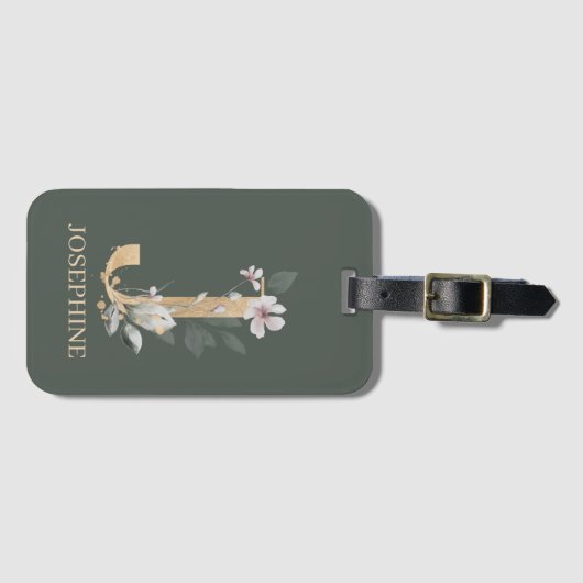J Monogram Floral Aangepast Bagagelabel (Voorkant (horizontaal))
