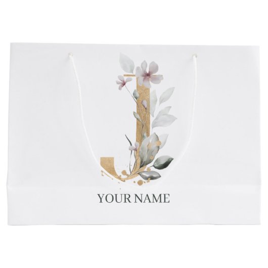 J Monogram Floral Aangepast Groot Cadeauzakje (Achterkant)