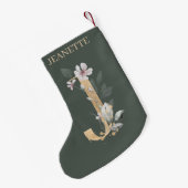 J Monogram Floral Aangepast Kleine Kerstsok (Achterkant (Hangend))