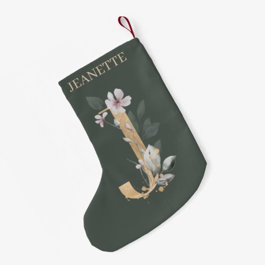 J Monogram Floral Aangepast Kleine Kerstsok (Achterkant (Hangend))