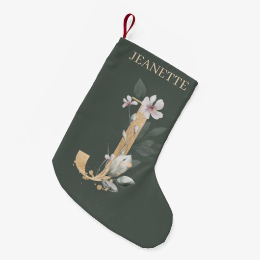 J Monogram Floral Aangepast Kleine Kerstsok (Voorkant (Hangend))