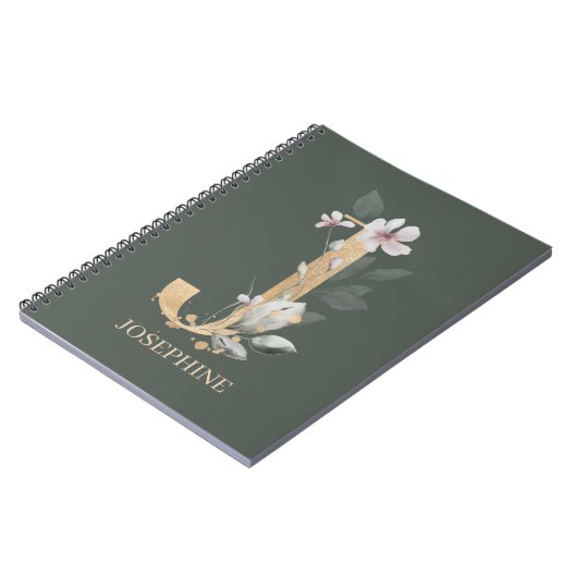 J Monogram Floral Aangepast Notitieboek (Linkerzijde)