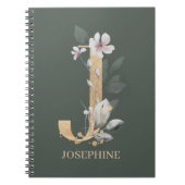J Monogram Floral Aangepast Notitieboek (Voorkant)